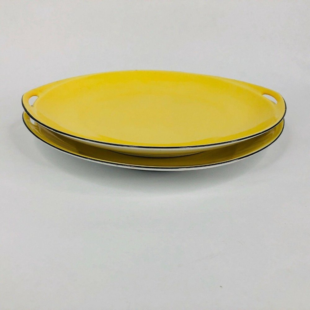 2 Thun Czech Dinner Plates Yellow Art Deco - Picture 8 of 8